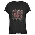 thumbnail image 1 of Junior's Marvel Deadpool Santa Hat Ugly Sweater Holiday  Graphic Tee Black Small, 1 of 2