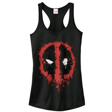 Junior's Marvel Deadpool Splatter Icon  Racerback Tank Top Black 2X Large