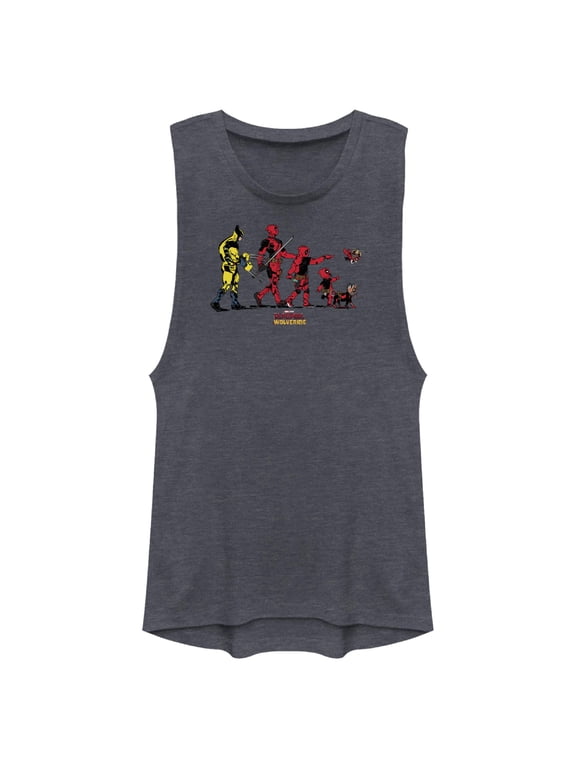 Junior's Marvel: Deadpool & Wolverine Evolution Festival Muscle Graphic T-Shirt