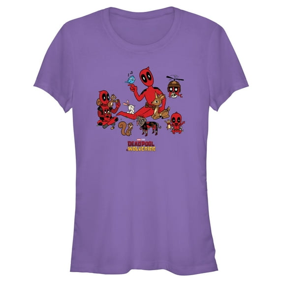 Junior's Marvel: Deadpool & Wolverine Forest Friends Graphic T-Shirt