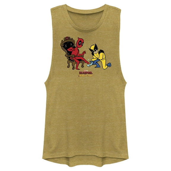 Junior's Marvel: Deadpool & Wolverine Glass Slipper Festival Muscle Graphic T-Shirt