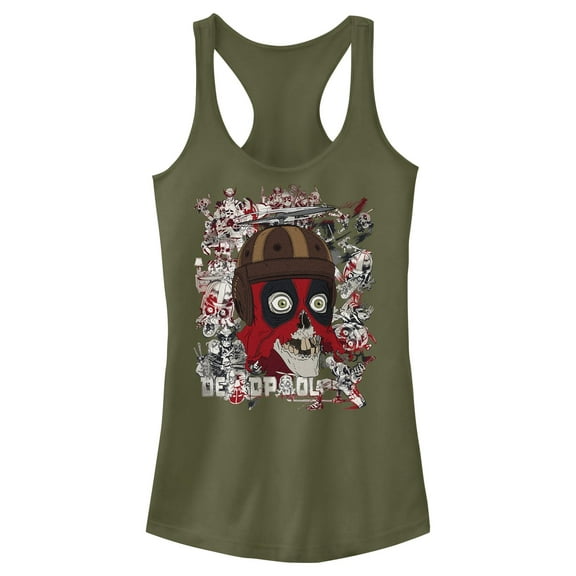 Junior's Marvel: Deadpool & Wolverine Headpool Collage  Racerback Tank Top