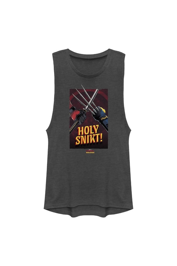 Junior's Marvel: Deadpool & Wolverine Holy Snikt Festival Muscle Graphic T-Shirt