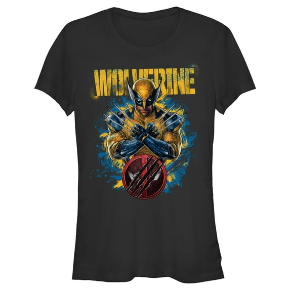 Junior's Marvel: Deadpool & Wolverine Paint Splatter Graphic T-Shirt