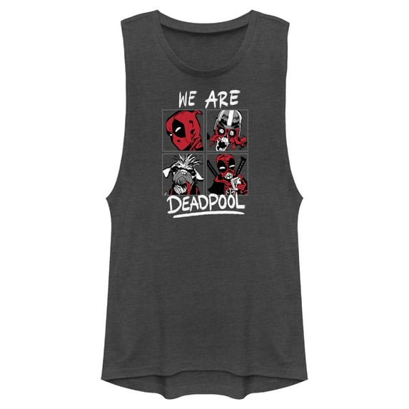 Junior's Marvel: Deadpool & Wolverine Photo Squares Festival Muscle Graphic T-Shirt
