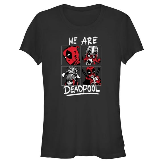 Junior's Marvel: Deadpool & Wolverine Photo Squares Graphic T-Shirt