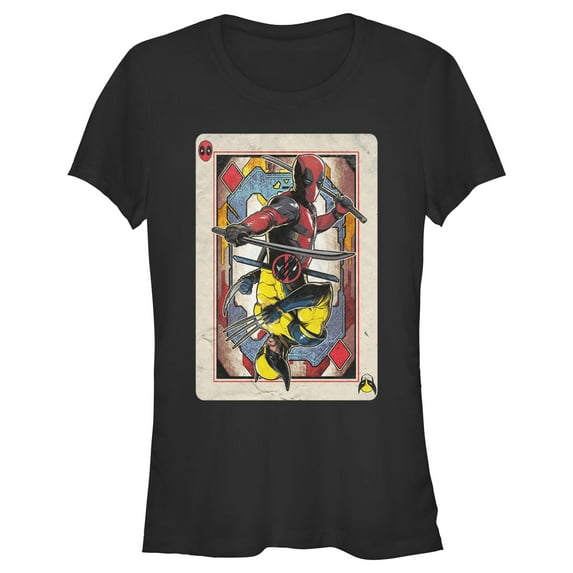Junior's Marvel: Deadpool & Wolverine Playing Card Graphic T-Shirt