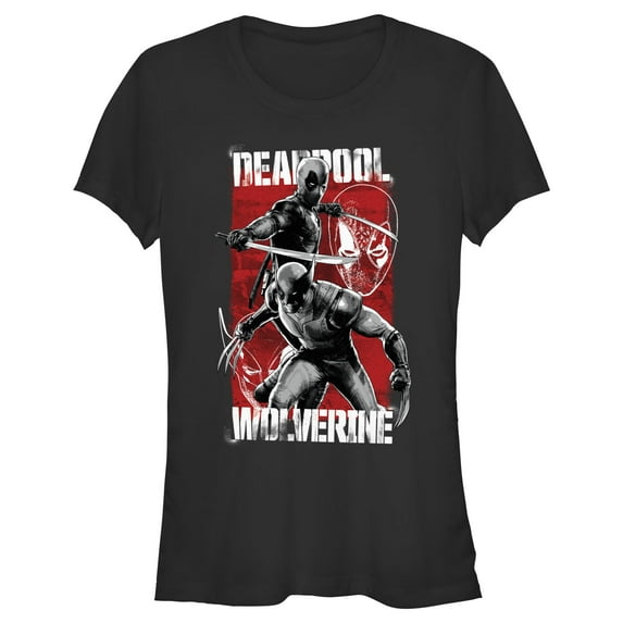 Junior's Marvel: Deadpool & Wolverine Team Distressed Graphic T-Shirt