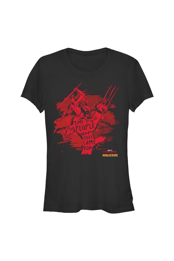 Junior's Marvel: Deadpool & Wolverine Time To Give Quote Graphic T-Shirt