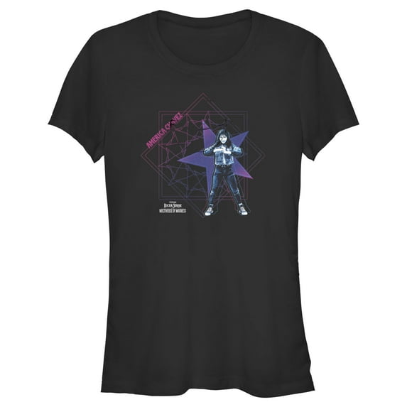 Junior's Marvel Doctor Strange in the Multiverse of Madness America Chavez Power Pose Graphic Tee Black Large