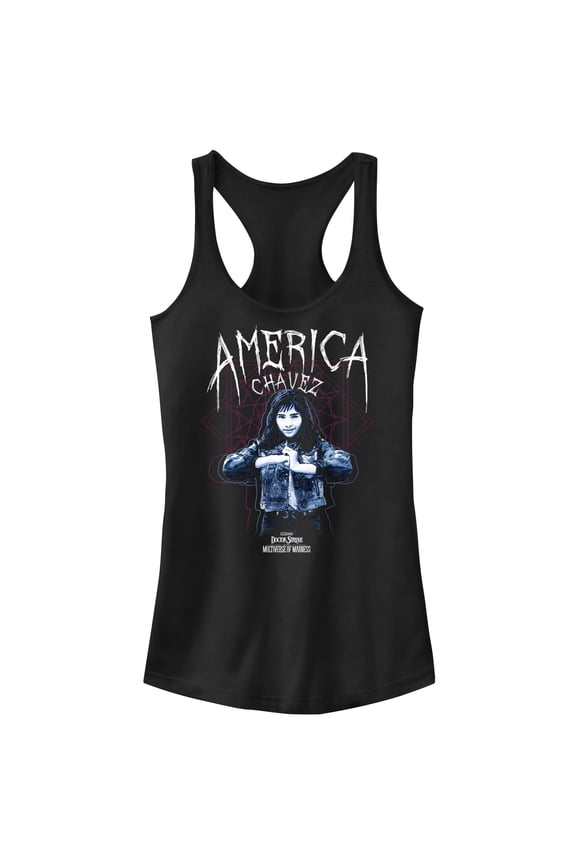 Junior's Marvel Doctor Strange in the Multiverse of Madness America Chavez Solo  Racerback Tank Top Black Large