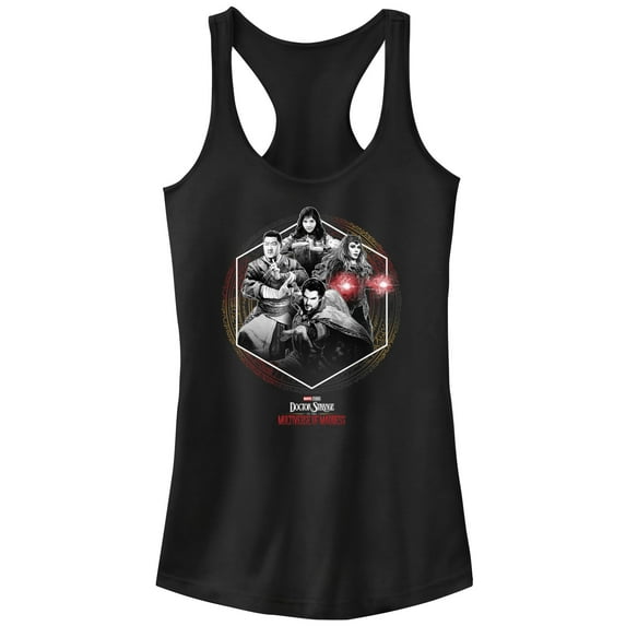 Junior's Marvel Doctor Strange in the Multiverse of Madness Black and White Panel Racerback Tank Top Black Medium