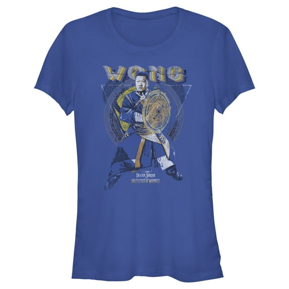 Junior's Marvel Doctor Strange in the Multiverse of Madness Distressed Wong Graphic Tee Royal Blue 2X Large