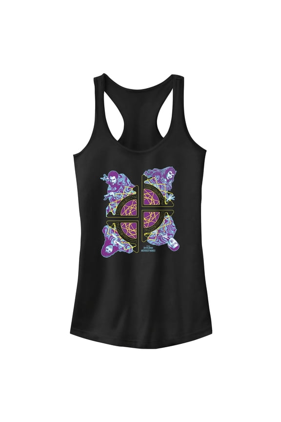 Junior's Marvel Doctor Strange in the Multiverse of Madness Fractured Group Shot Racerback Tank Top Black Medium