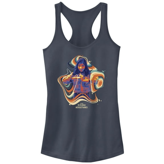 Junior's Marvel Doctor Strange in the Multiverse of Madness Groovy Chavez Racerback Tank Top Indigo 2X Large