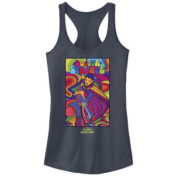 Junior's Marvel Doctor Strange in the Multiverse of Madness Groovy Strange Racerback Tank Top Indigo X Small
