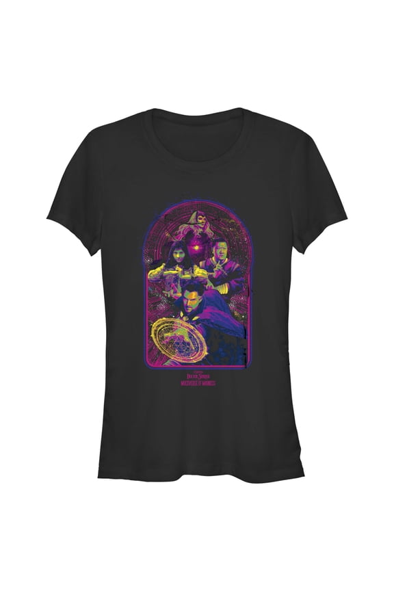 Junior's Marvel Doctor Strange in the Multiverse of Madness Neon Group Shot  Graphic Tee Black Small