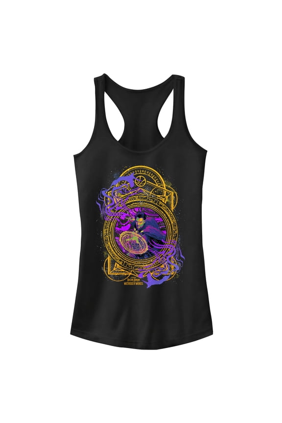 Junior's Marvel Doctor Strange in the Multiverse of Madness Neon Magic Racerback Tank Top Black Small