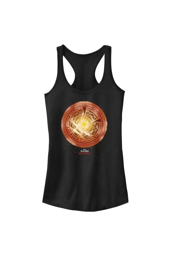 Junior's Marvel Doctor Strange in the Multiverse of Madness Orange Rune Racerback Tank Top Black 2X Large