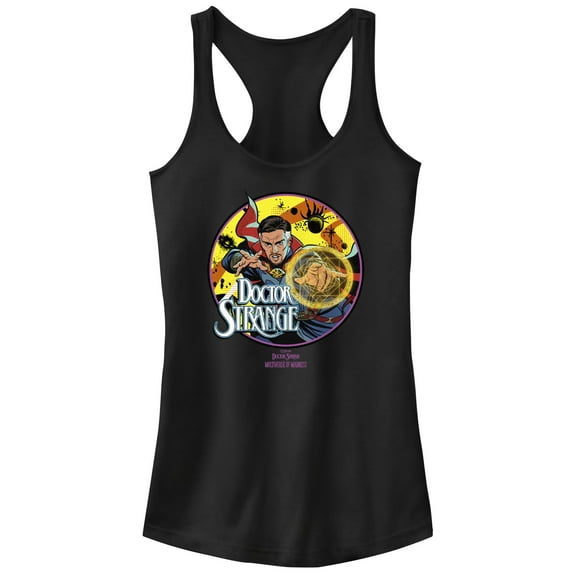Junior's Marvel Doctor Strange in the Multiverse of Madness Strange Comic Racerback Tank Top Black Large