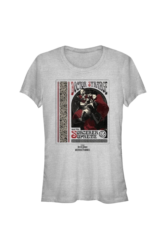 Junior's Marvel Doctor Strange in the Multiverse of Madness Strange and Wong Poster  Graphic Tee Athletic Heather Small