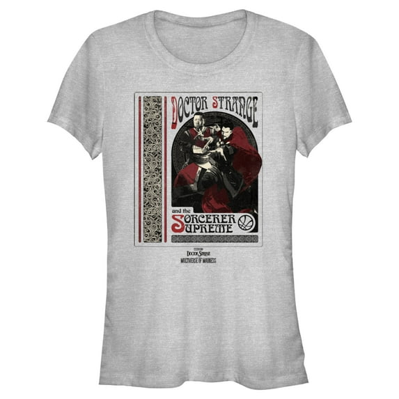 Junior's Marvel Doctor Strange in the Multiverse of Madness Strange and Wong Poster Graphic Tee Athletic Heather Medium