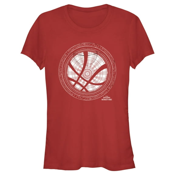 Junior's Marvel Doctor Strange in the Multiverse of Madness White Sanctum Sanctorum Logo  Graphic Tee Red Large