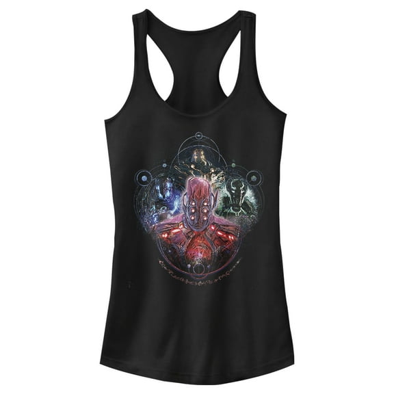 Junior's Marvel Eternals Celestials Four  Racerback Tank Top Black Medium