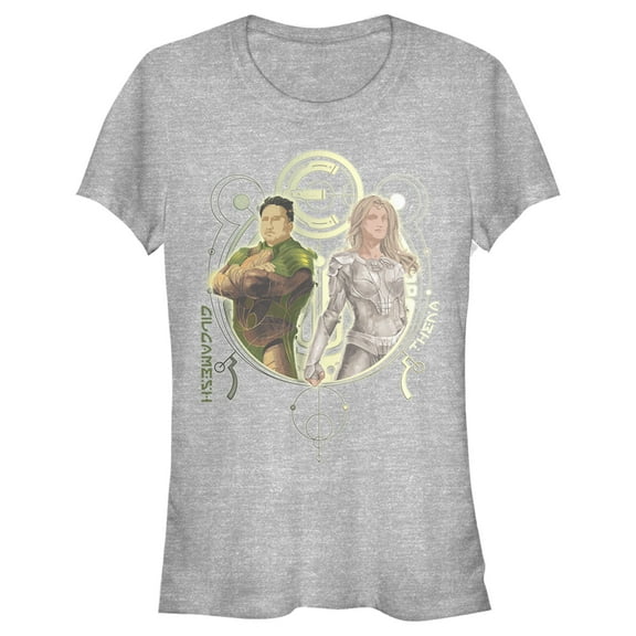 Junior's Marvel Eternals Gilgamesh and Thena Duo Graphic Tee Athletic Heather Large