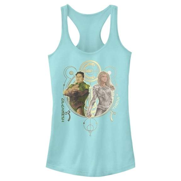 Junior's Marvel Eternals Gilgamesh and Thena Duo  Racerback Tank Top Cancun Large