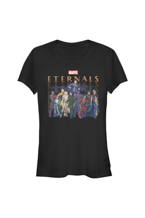 Junior's Marvel Eternals Group Repeating Graphic Tee Black Medium