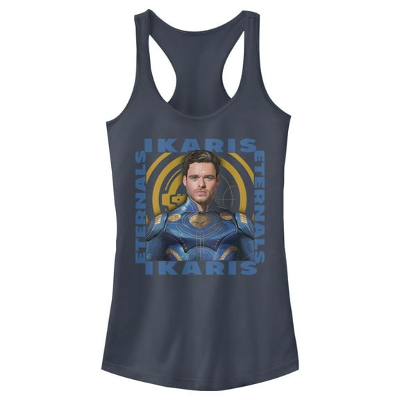 Junior's Marvel Eternals Ikaris Hero Box  Racerback Tank Top Indigo Large