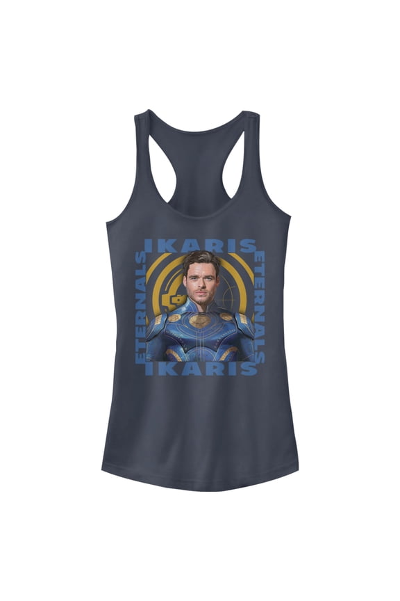 Junior's Marvel Eternals Ikaris Hero Box  Racerback Tank Top Indigo Small