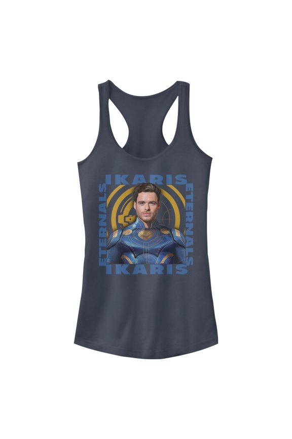 Junior's Marvel Eternals Ikaris Hero Box  Racerback Tank Top Indigo X Small