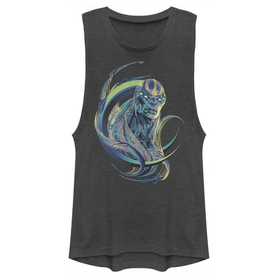 Junior's Marvel Eternals Kro Colorful  Festival Muscle Graphic Tee Charcoal Small