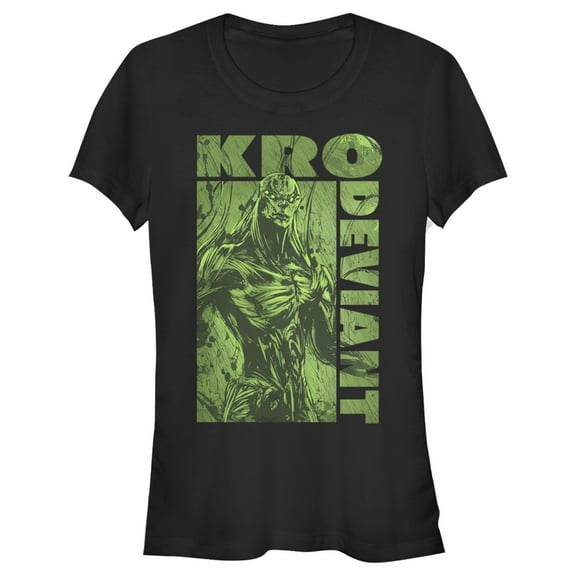 Junior's Marvel Eternals Kro Deviant Green  Graphic Tee Black Small