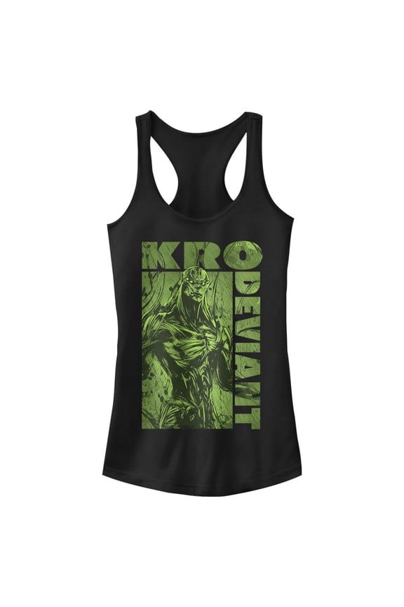 Junior's Marvel Eternals Kro Deviant Green Racerback Tank Top Black Large