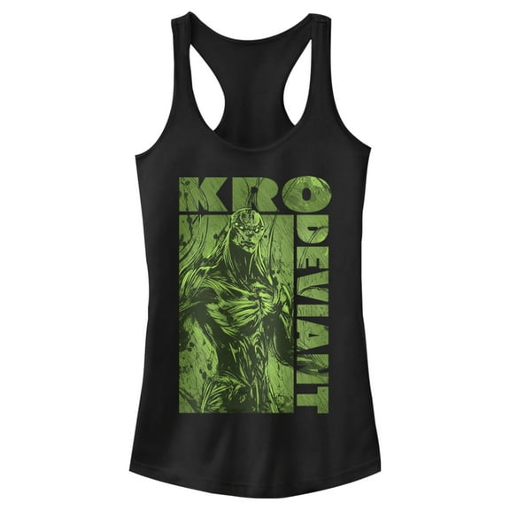 Junior's Marvel Eternals Kro Deviant Green  Racerback Tank Top Black Medium