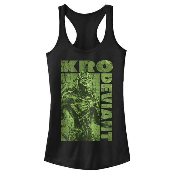 Junior's Marvel Eternals Kro Deviant Green Racerback Tank Top Black X Large