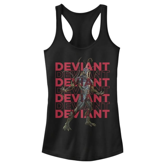 Junior's Marvel Eternals Kro Deviant Repeating Racerback Tank Top Black Medium