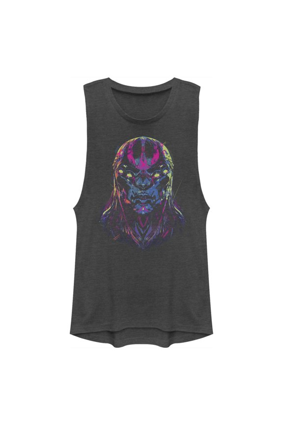 Junior's Marvel Eternals Kro Devious Face Festival Muscle Graphic Tee Charcoal Large