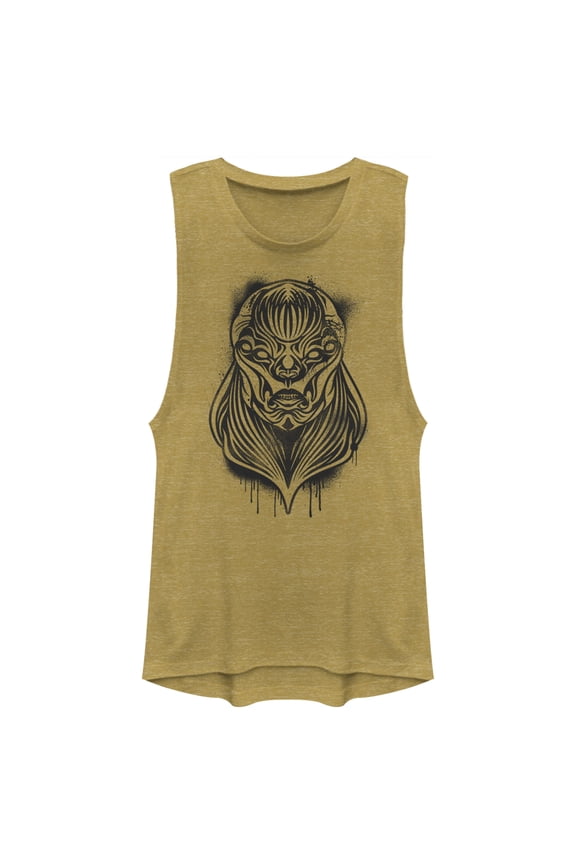 Junior's Marvel Eternals Kro Spray Paint Festival Muscle Graphic Tee Gold Heather Large