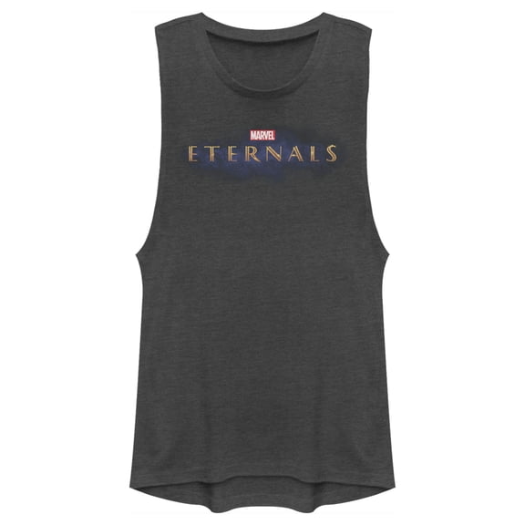Junior's Marvel Eternals Movie Logo  Festival Muscle Graphic Tee Charcoal Large