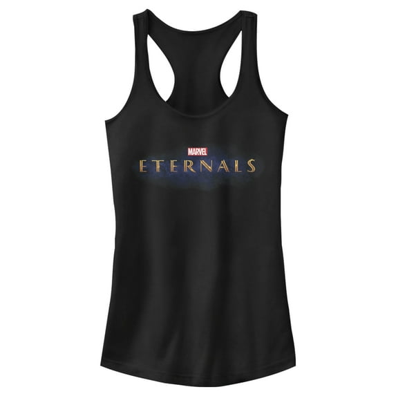 Junior's Marvel Eternals Movie Logo Racerback Tank Top Black Small