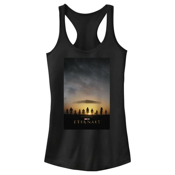 Junior's Marvel Eternals Movie Poster Racerback Tank Top Black X Large