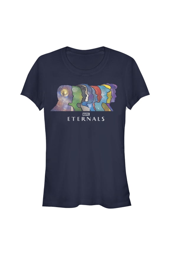 Junior's Marvel Eternals Silhouettes Graphic Tee Navy Blue 2X Large