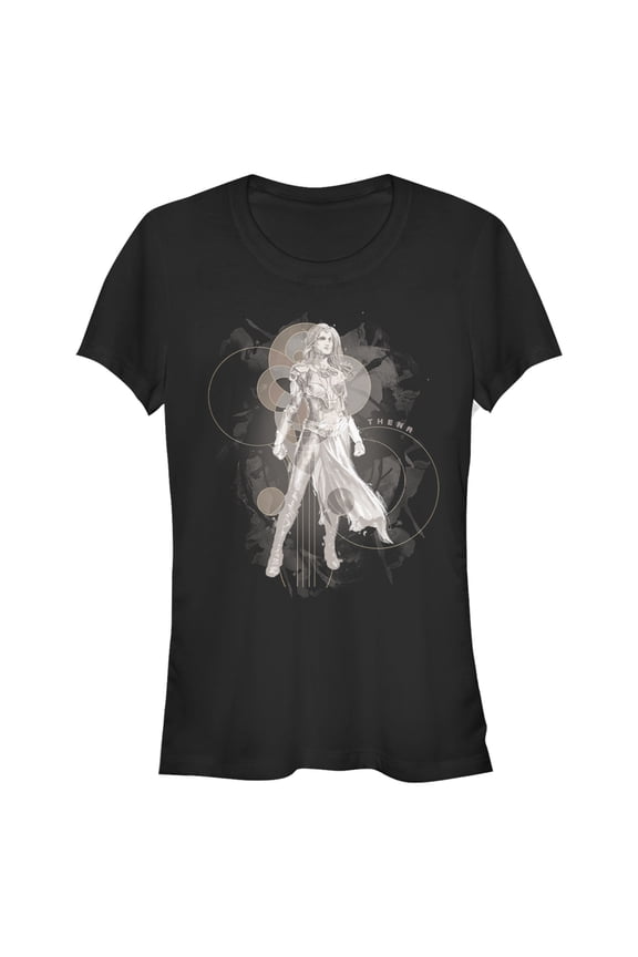 Junior's Marvel Eternals Thena Circles Graphic Tee Black Large