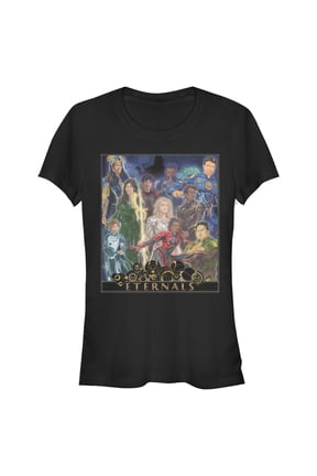 Junior's Marvel Eternals Watercolor Poster Graphic Tee Black Small