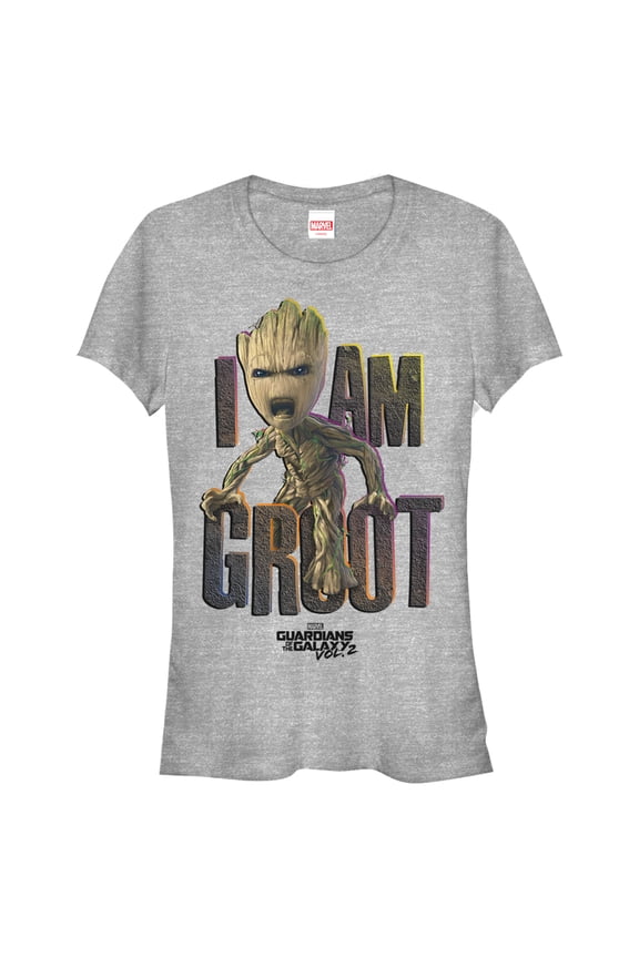 Junior's Marvel Guardians of Galaxy Vol. 2 Groot Growl Graphic Tee Athletic Heather Medium