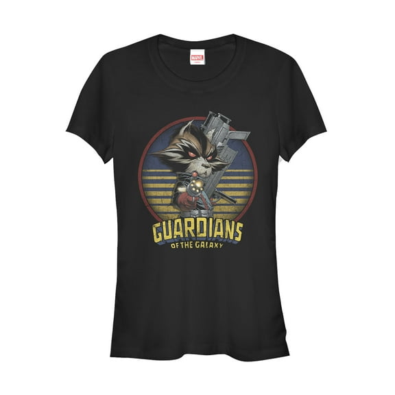 Junior's Marvel Guardians of the Galaxy Rocket Metal  Graphic Tee Black Small